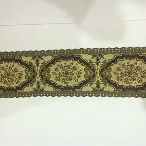 Vintage Brocade Beige & Maroon Tapestry Floral w/ Gold Trimmed Edging Table Mat